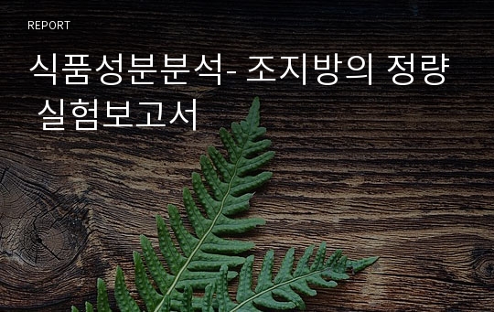 식품성분분석- 조지방의 정량 실험보고서