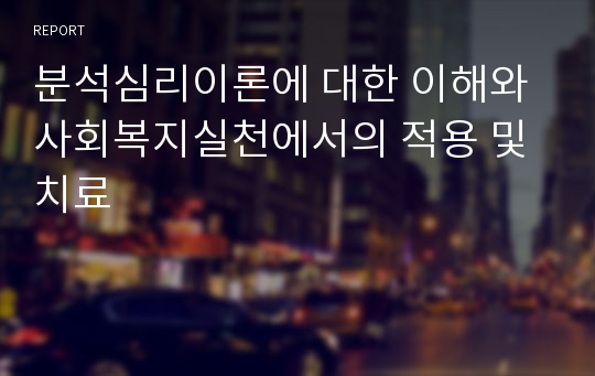 분석심리이론에 대한 이해와 사회복지실천에서의 적용 및 치료