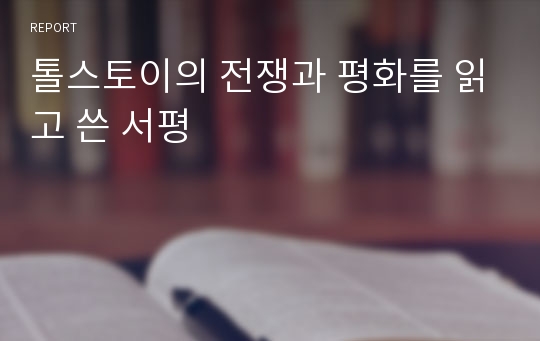 톨스토이의 전쟁과 평화를 읽고 쓴 서평