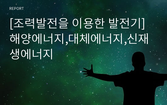 [조력발전을 이용한 발전기] 해양에너지,대체에너지,신재생에너지