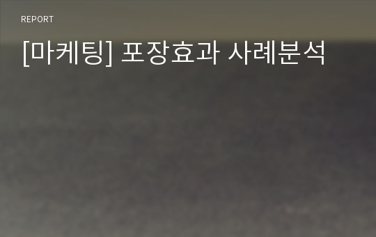 [마케팅] 포장효과 사례분석