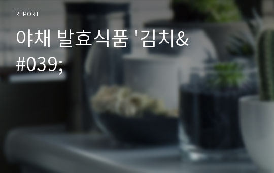 야채 발효식품 &#039;김치&#039;