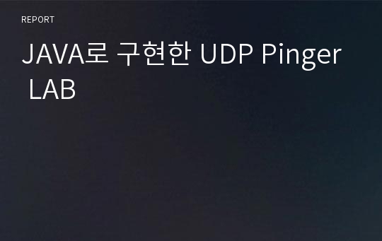 JAVA로 구현한 UDP Pinger LAB