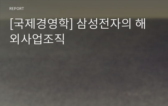 [국제경영학] 삼성전자의 해외사업조직