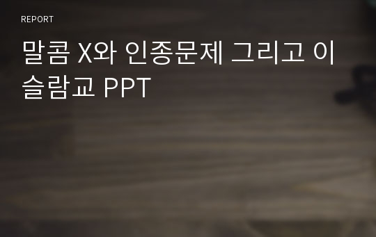 말콤 X와 인종문제 그리고 이슬람교 PPT