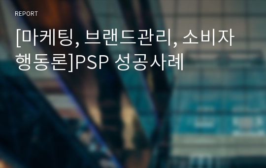 [마케팅, 브랜드관리, 소비자행동론]PSP 성공사례