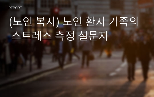 (노인 복지) 노인 환자 가족의 스트레스 측정 설문지