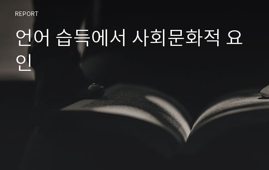 언어 습득에서 사회문화적 요인