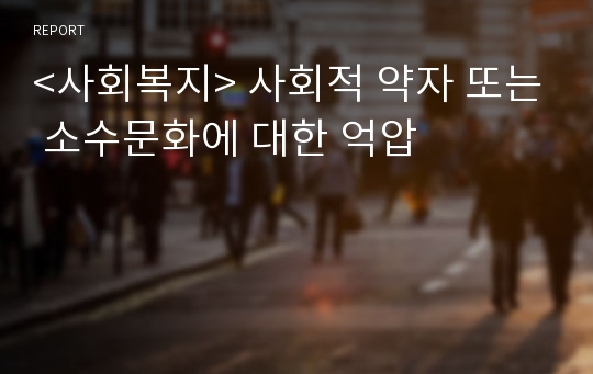 &lt;사회복지&gt; 사회적 약자 또는 소수문화에 대한 억압