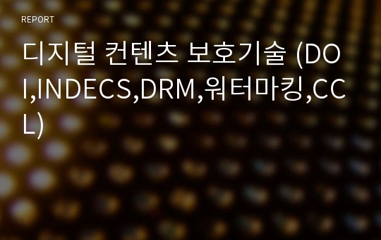 디지털 컨텐츠 보호기술 (DOI,INDECS,DRM,워터마킹,CCL)
