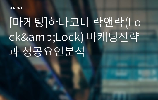 [마케팅]하나코비 락앤락(Lock&amp;Lock) 마케팅전략과 성공요인분석