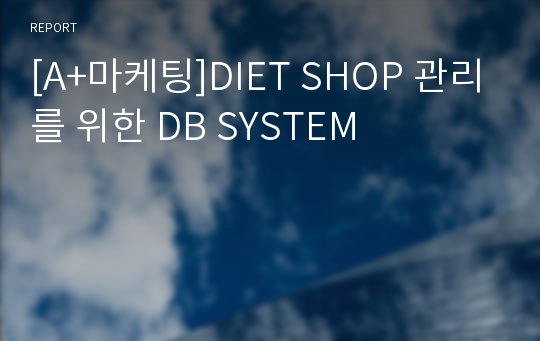 [A+마케팅]DIET SHOP 관리를 위한 DB SYSTEM