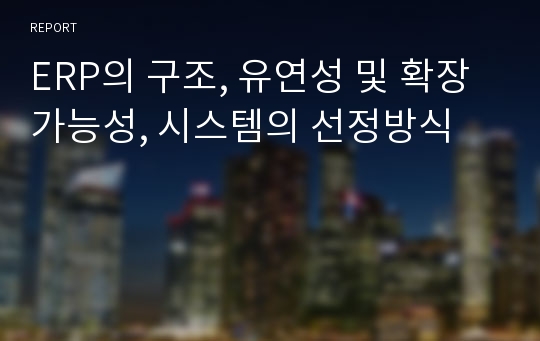 ERP의 구조, 유연성 및 확장가능성, 시스템의 선정방식