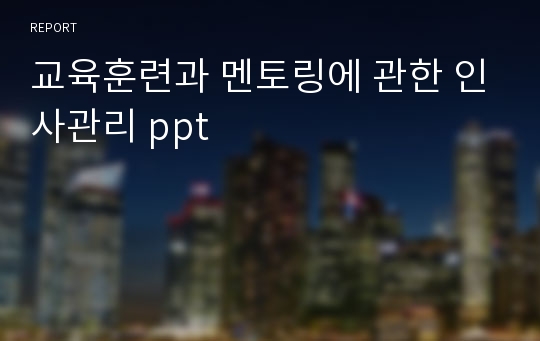 교육훈련과 멘토링에 관한 인사관리 ppt