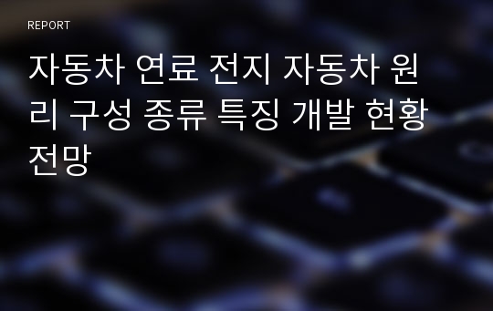 자동차 연료 전지 자동차 원리 구성 종류 특징 개발 현황 전망