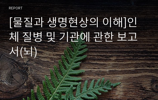 [물질과 생명현상의 이해]인체 질병 및 기관에 관한 보고서(뇌)