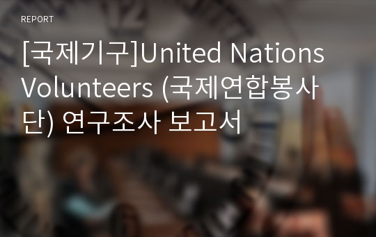 [국제기구]United Nations Volunteers (국제연합봉사단) 연구조사 보고서
