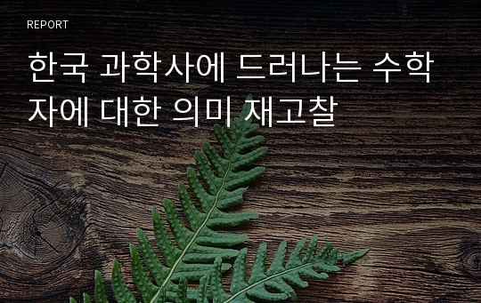 한국 과학사에 드러나는 수학자에 대한 의미 재고찰