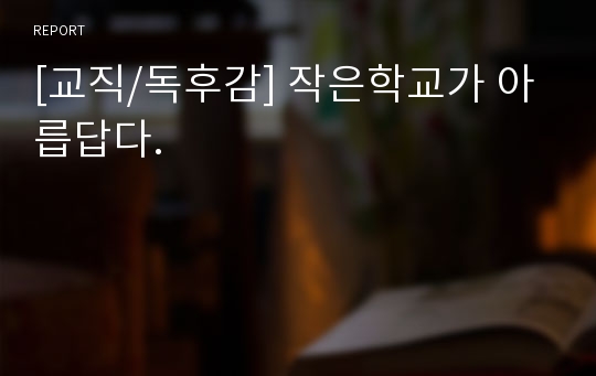 [교직/독후감] 작은학교가 아릅답다.