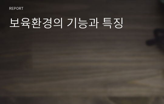 보육환경의 기능과 특징