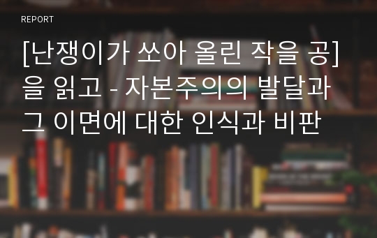 [난쟁이가 쏘아 올린 작을 공]을 읽고 - 자본주의의 발달과 그 이면에 대한 인식과 비판