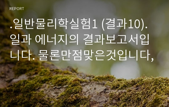 .일반물리학실험1 (결과10). 일과 에너지의 결과보고서입니다. 물론만점맞은것입니다,