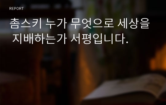 촘스키 누가 무엇으로 세상을 지배하는가 서평입니다.