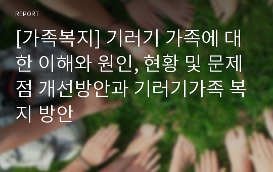 [가족복지] 기러기 가족에 대한 이해와 원인, 현황 및 문제점 개선방안과 기러기가족 복지 방안