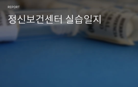 정신보건센터 실습일지