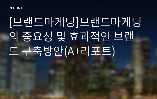 [브랜드마케팅]브랜드마케팅의 중요성 및 효과적인 브랜드 구축방안(A+리포트)