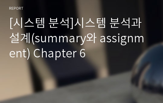 [시스템 분석]시스템 분석과 설계(summary와 assignment) Chapter 6
