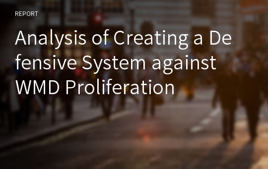 Analysis of Creating a Defensive System against WMD Proliferation