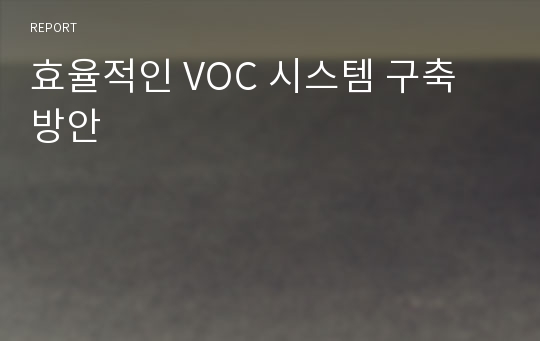 효율적인 VOC 시스템 구축 방안