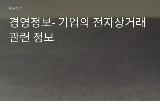 경영정보- 기업의 전자상거래관련 정보