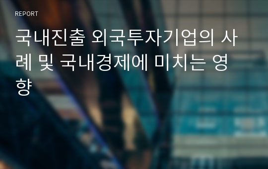 국내진출 외국투자기업의 사례 및 국내경제에 미치는 영향