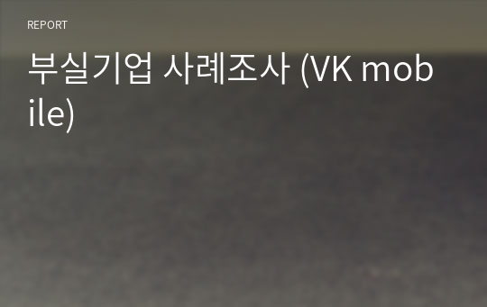 부실기업 사례조사 (VK mobile)