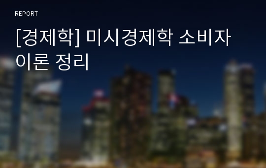 [경제학] 미시경제학 소비자이론 정리