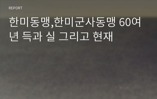 한미동맹,한미군사동맹 60여년 득과 실 그리고 현재