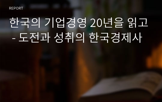 한국의 기업경영 20년을 읽고 - 도전과 성취의 한국경제사