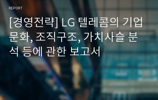 [경영전략] LG 텔레콤의 기업문화, 조직구조, 가치사슬 분석 등에 관한 보고서