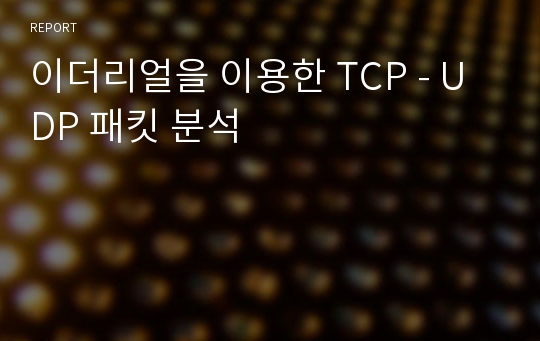 이더리얼을 이용한 TCP - UDP 패킷 분석