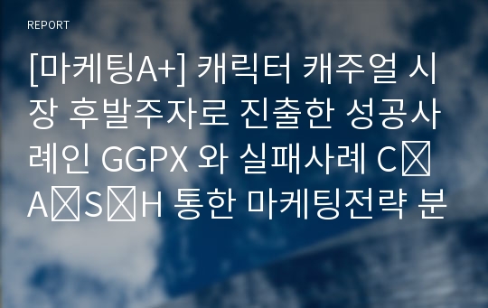 [마케팅A+] 캐릭터 캐주얼 시장 후발주자로 진출한 성공사례인 GGPX 와 실패사례 C․A․S․H 통한 마케팅전략 분석