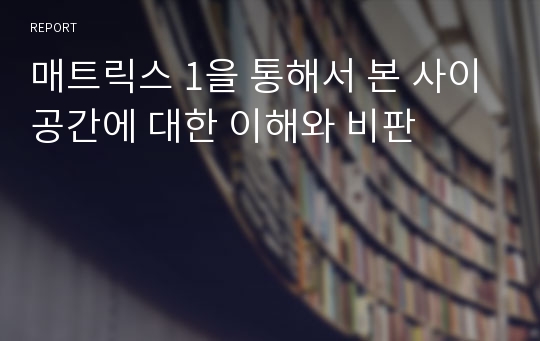 매트릭스 1을 통해서 본 사이공간에 대한 이해와 비판