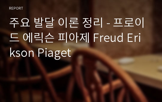 주요 발달 이론 정리 - 프로이드 에릭슨 피아제 Freud Erikson Piaget