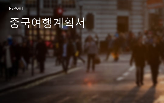 중국여행계획서