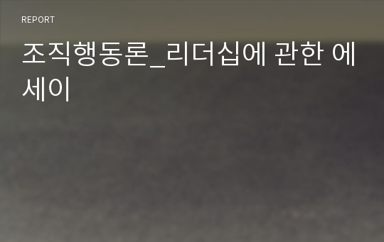 조직행동론_리더십에 관한 에세이