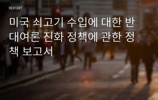 미국 쇠고기 수입에 대한 반대여론 진화 정책에 관한 정책 보고서