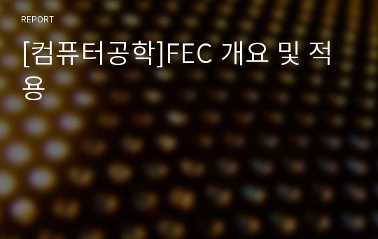 [컴퓨터공학]FEC 개요 및 적용