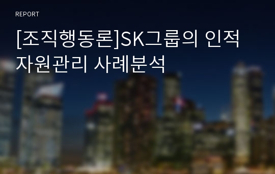 [조직행동론]SK그룹의 인적자원관리 사례분석