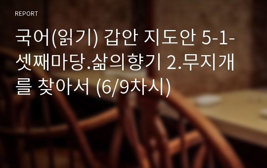 국어(읽기) 갑안 지도안 5-1-셋째마당.삶의향기 2.무지개를 찾아서 (6/9차시)